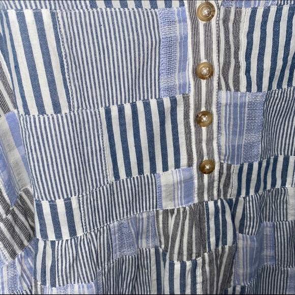 Anthropologie Blue Patchwork Zoe Swing Blouse - Picture 5 of 8